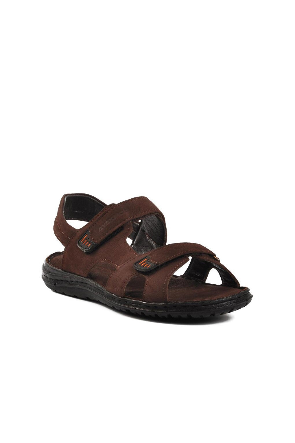 B15.186 Brown Nubuck Inside and Outside Genuine Leather Men's Sandals