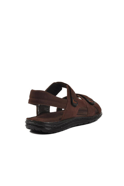 B15.186 Brown Nubuck Inside and Outside Genuine Leather Men's Sandals