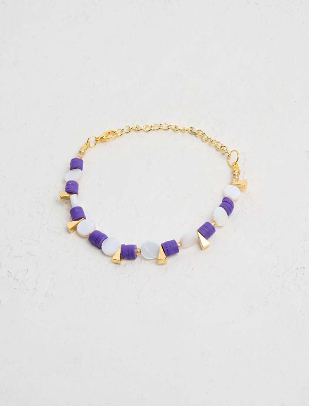 Purple Triangle Figured Stone Adjustable Bracelet