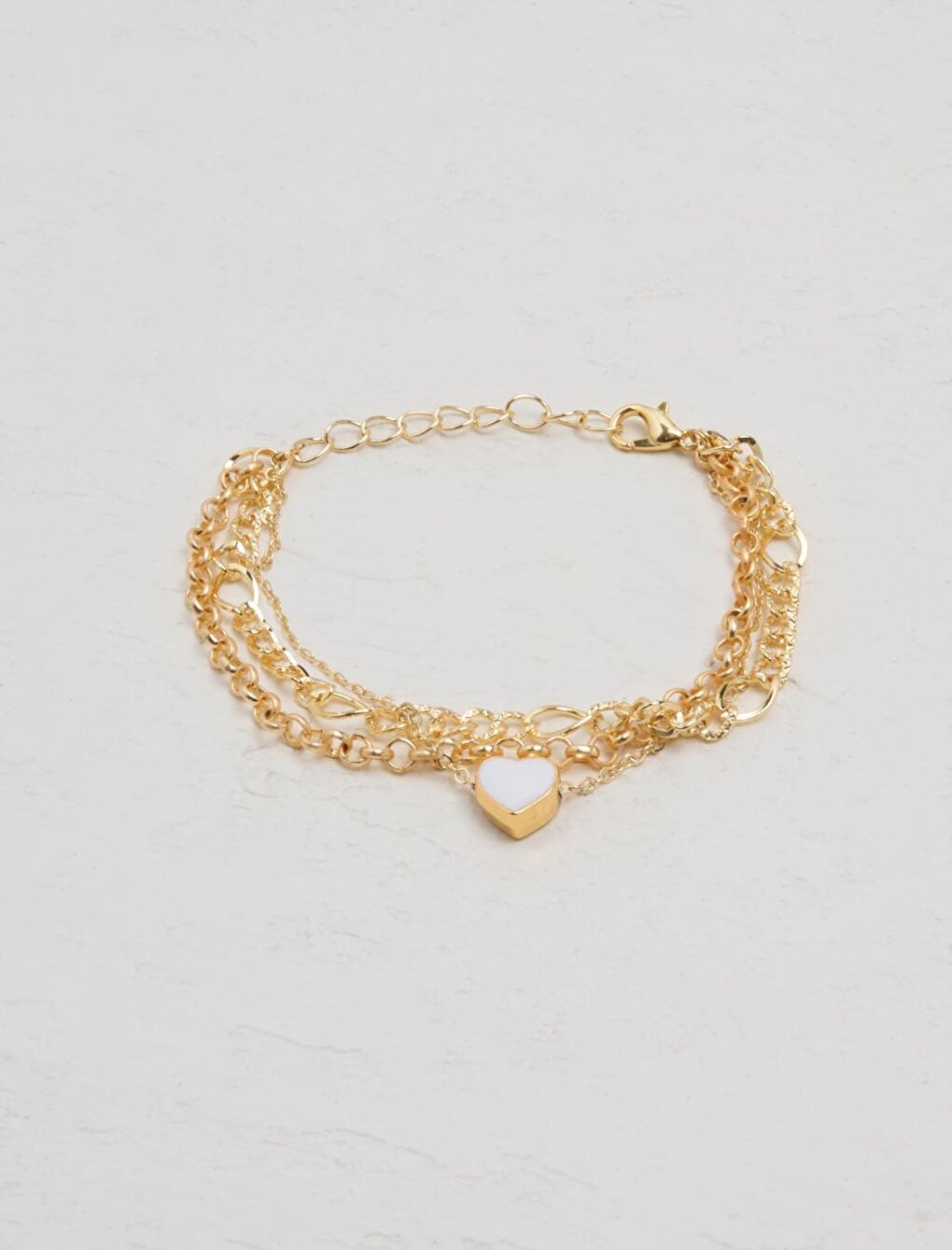 Multiple Chain Bracelet with Gold Heart Figure