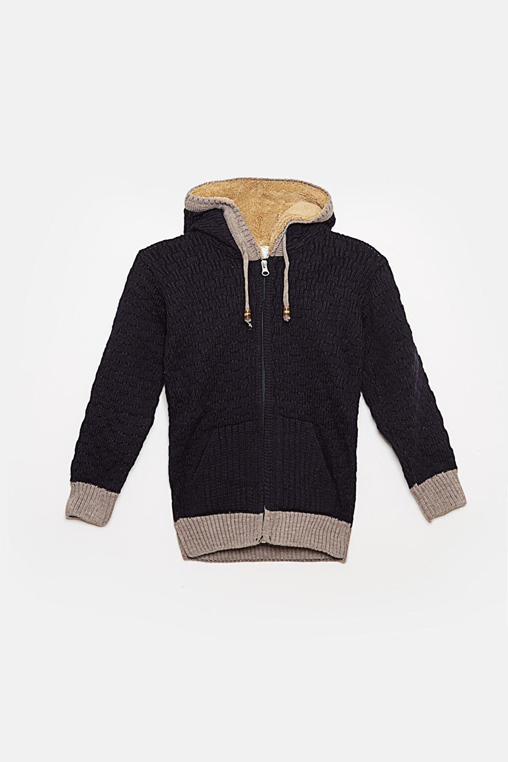 Fur Detailed Knitwear Boys Cardigan