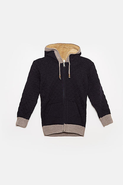 Fur Detailed Knitwear Boys Cardigan