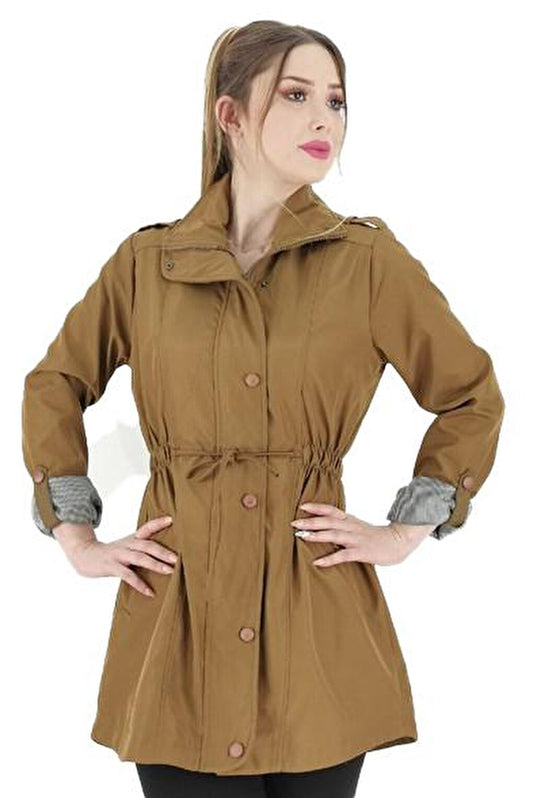 Women's Elastic Waist Trench Coat