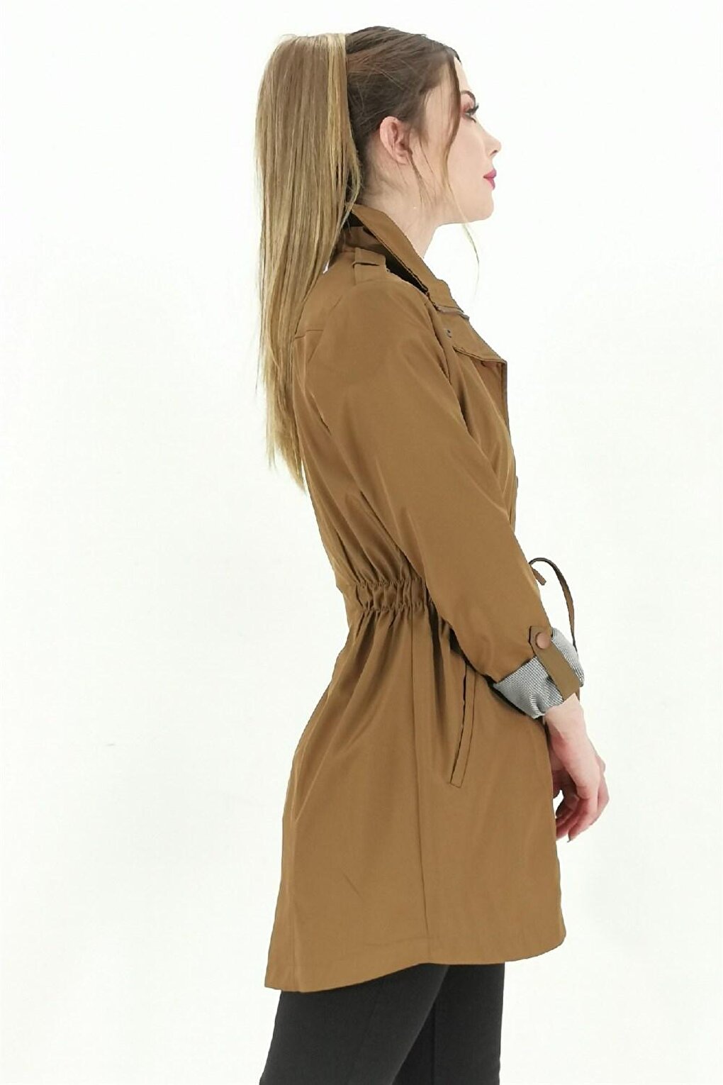 Women's Elastic Waist Trench Coat