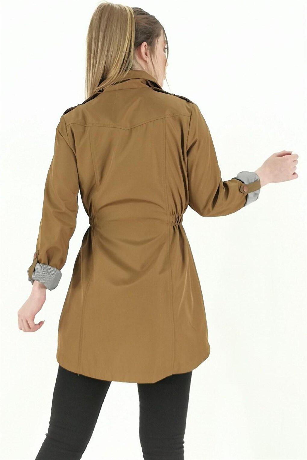 Women's Elastic Waist Trench Coat