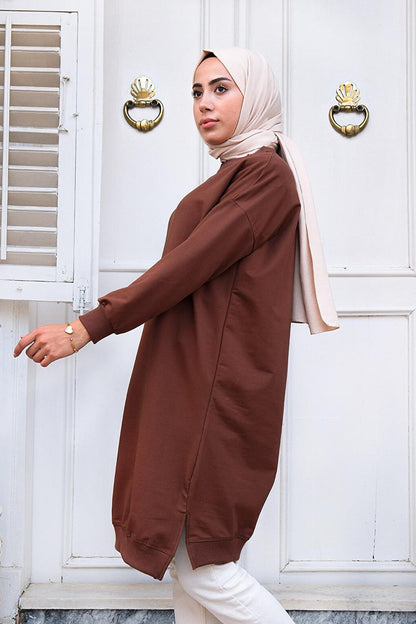 Crew Neck Tunic Brown