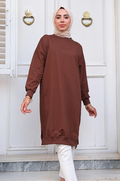 Crew Neck Tunic Brown