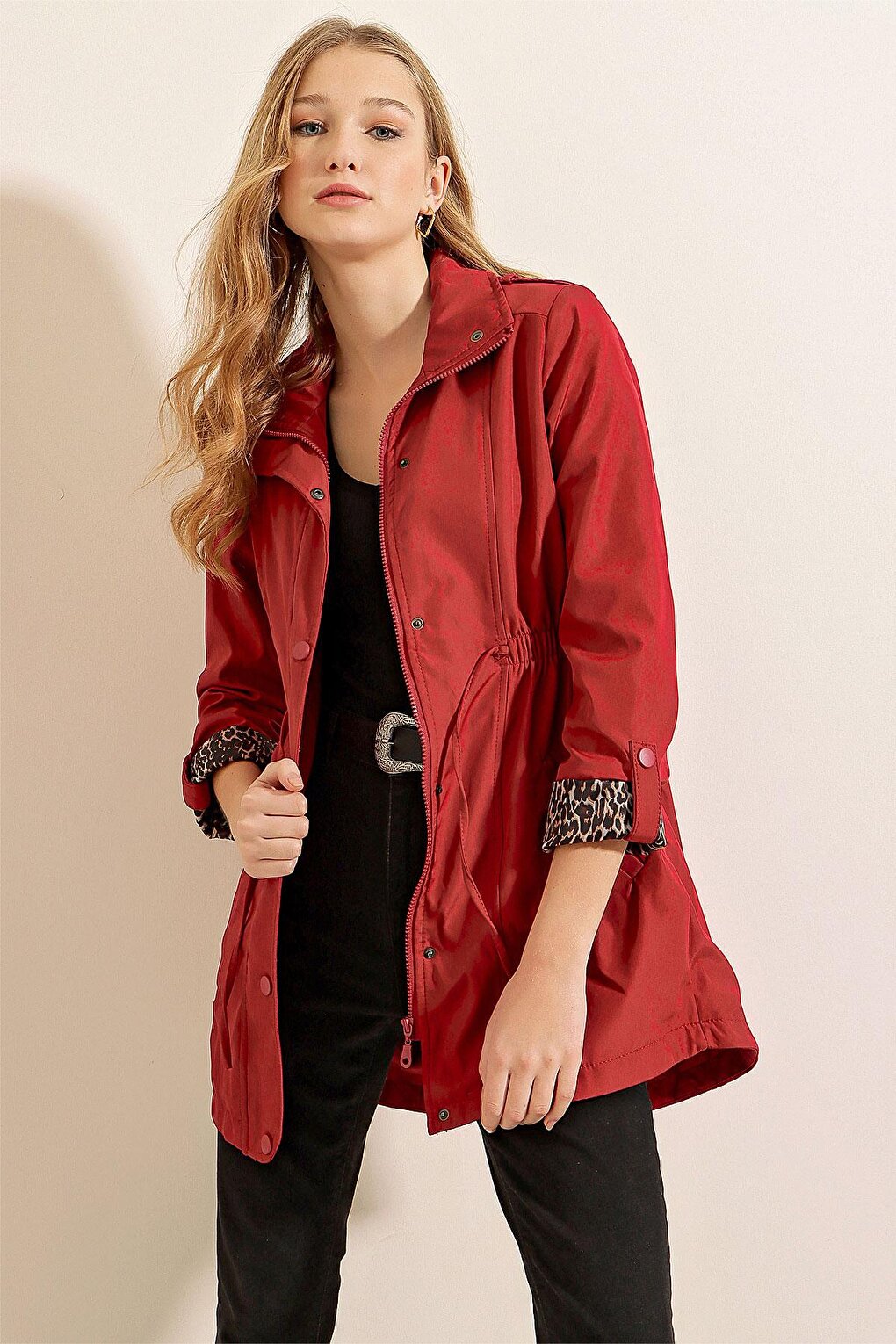 Women's Elastic Waist Trench Coat