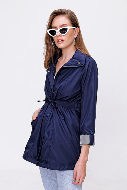 Women's Elastic Waist Trench Coat