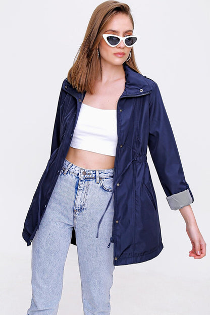 Women's Elastic Waist Trench Coat