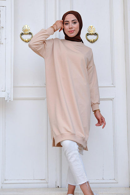 Crew Neck Tunic Beige