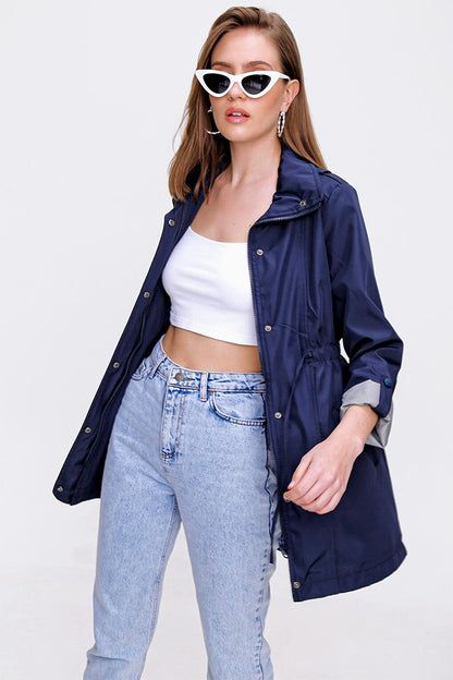 Women's Elastic Waist Trench Coat