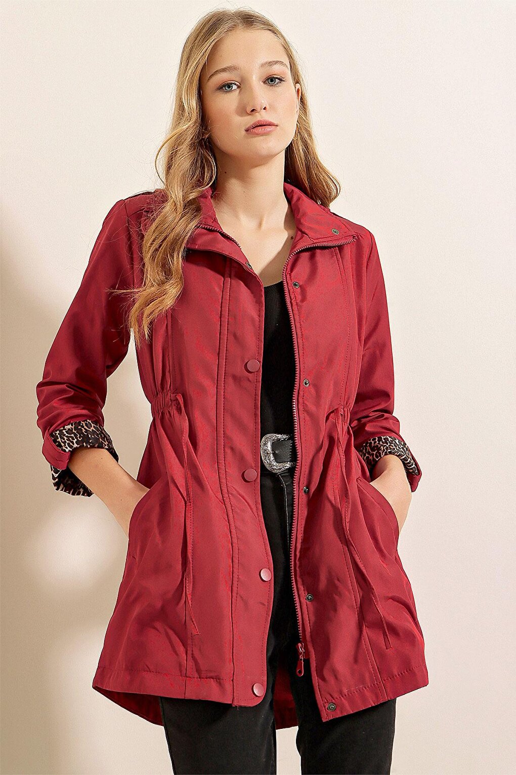 Women's Elastic Waist Trench Coat