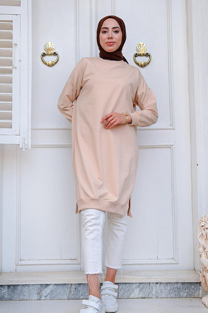 Crew Neck Tunic Beige