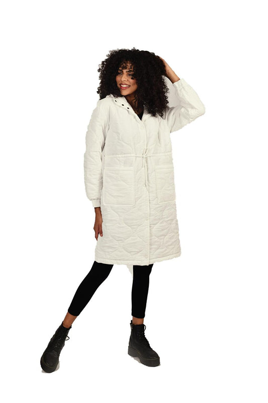 Women's Hooded Self-Patterned Coat