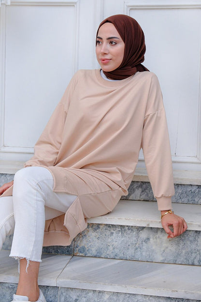 Crew Neck Tunic Beige