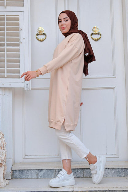 Crew Neck Tunic Beige