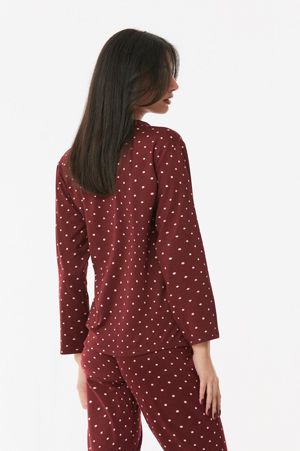 Polka Dot Shirt Collar Pajama Set