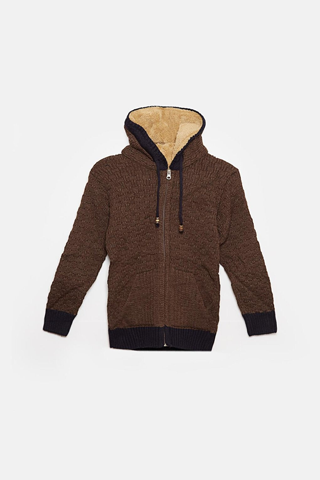 Fur Detailed Knitwear Boys Cardigan