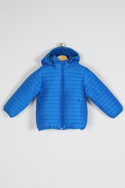 Boy's Saks Colored Hooded Coat with Fleece Inside