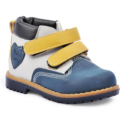 Ct01 Navy Blue-Nubuck-Yellow Boy's Boots