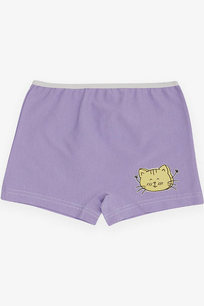 Girl's Boxer Cheerful Kitten Printed Lilac (Age 7)