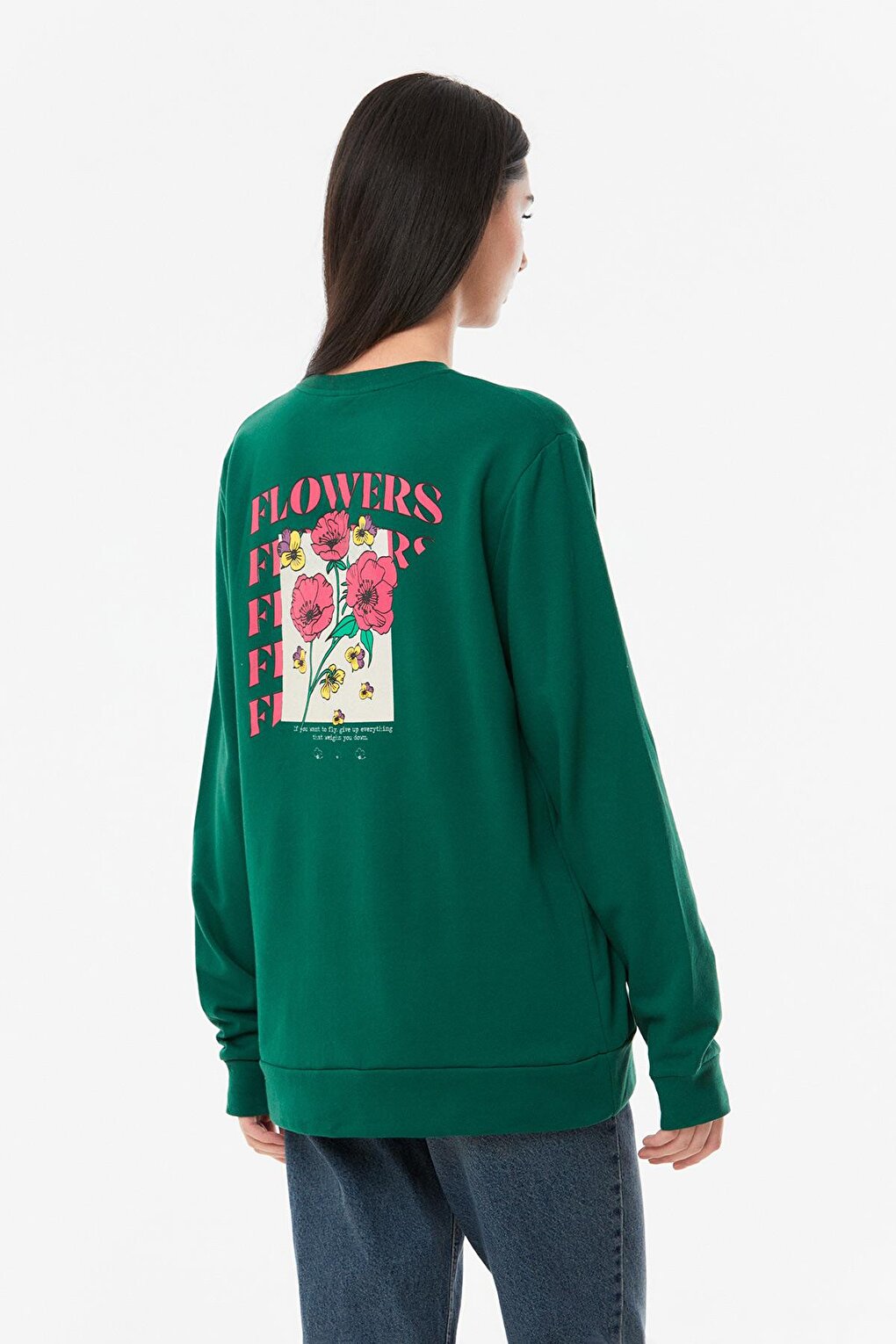 Printed Crew Neck Girl's Sweatshirt