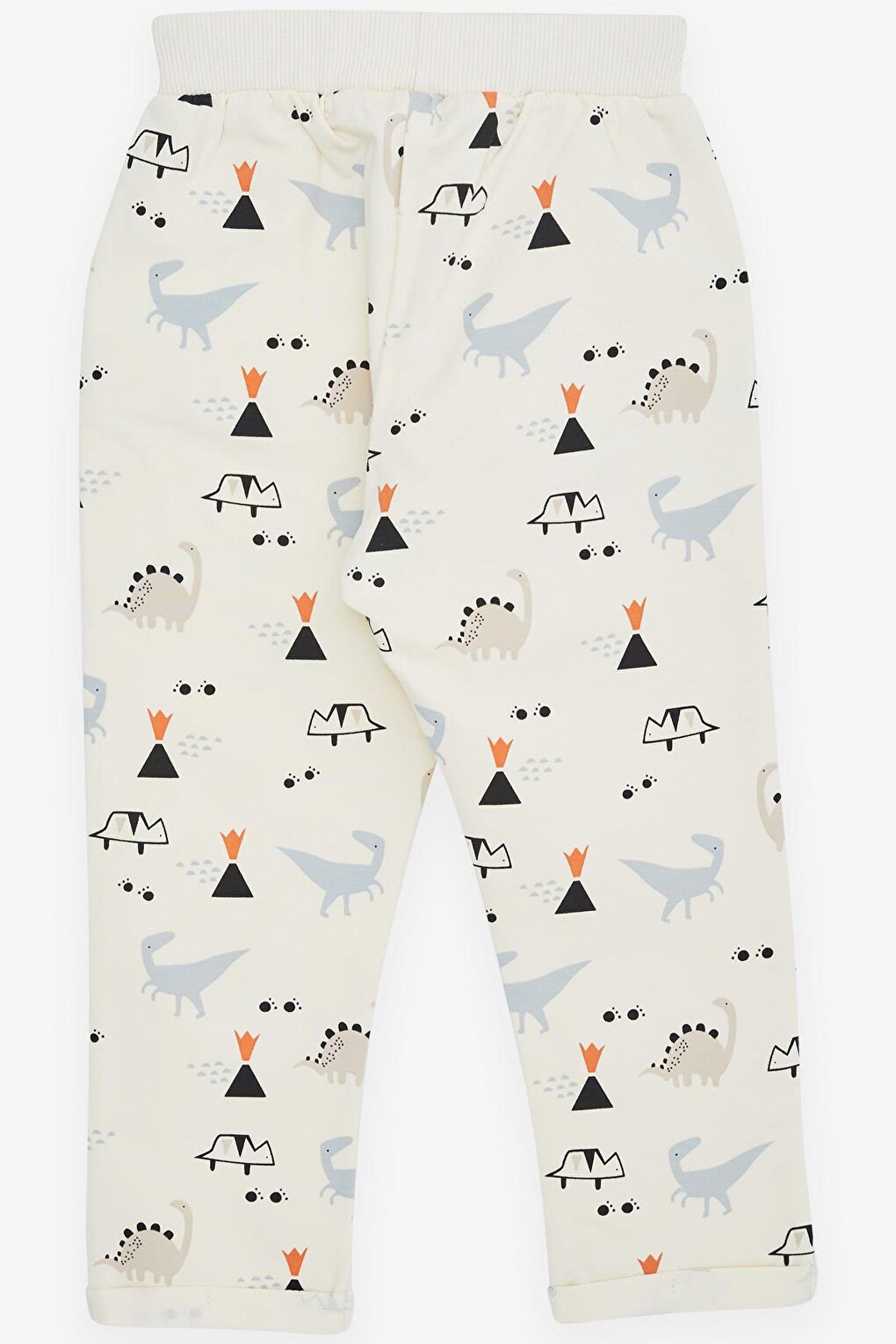 Boys' Sweatpants Dinosaur Printed Pocket Laces Accessory Cream (1-4 Years)