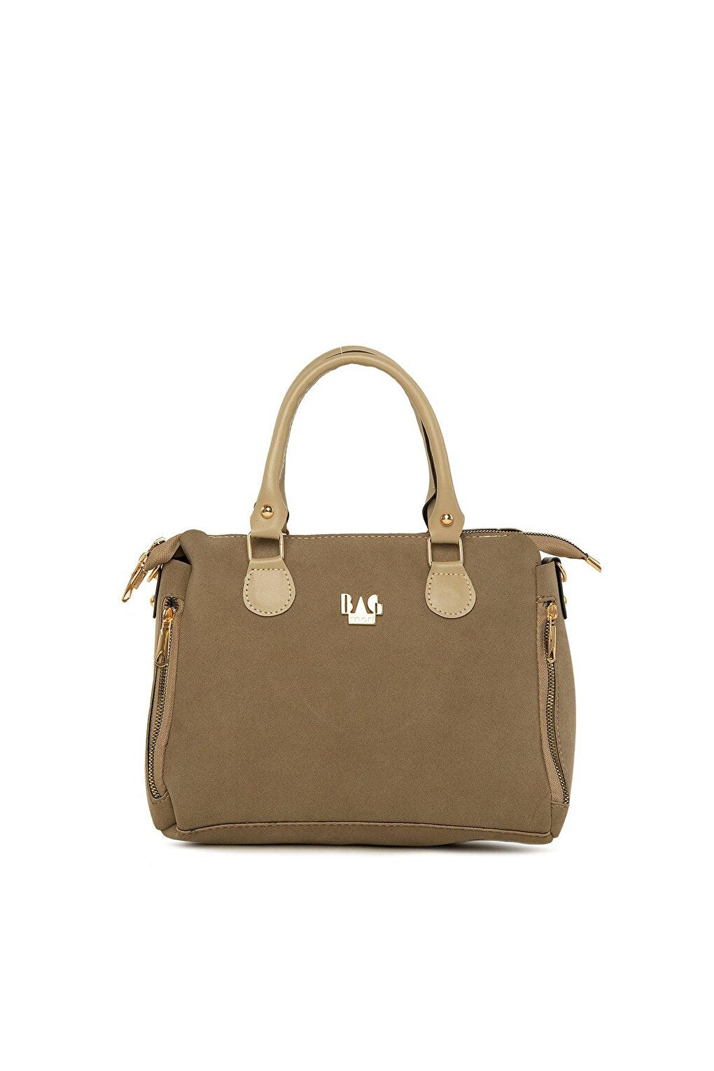 Vertical Double Zipper Nubuck Bag