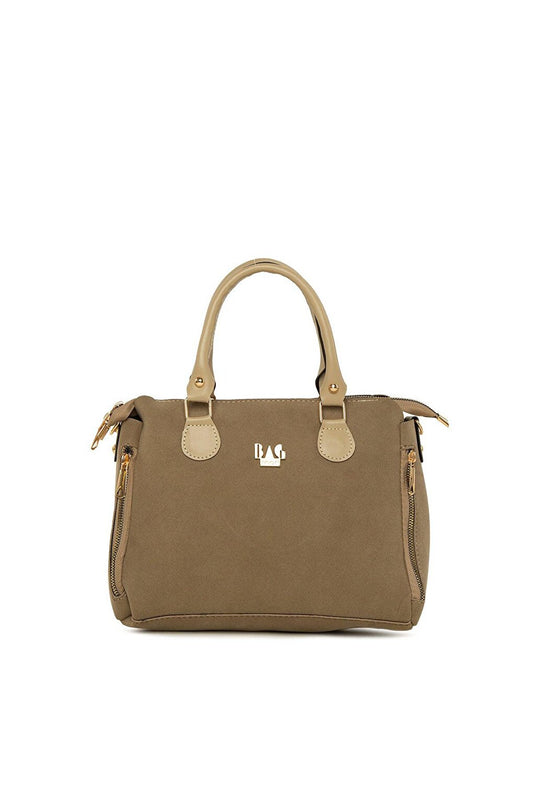 Vertical Double Zipper Nubuck Bag