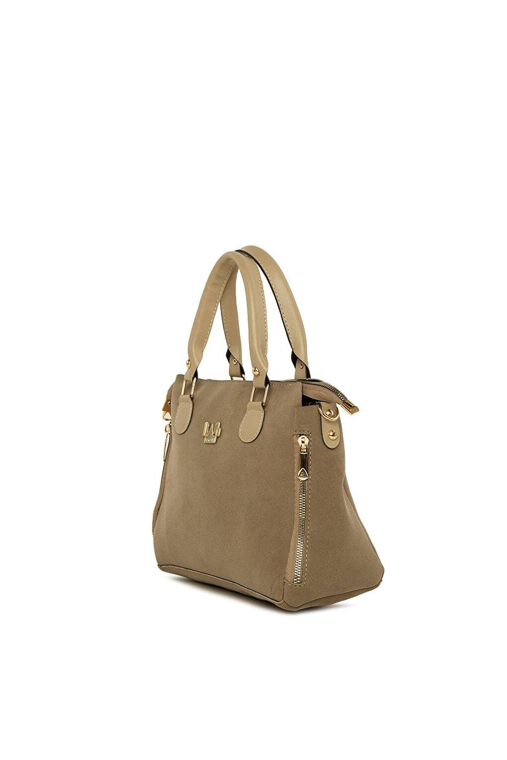 Vertical Double Zipper Nubuck Bag