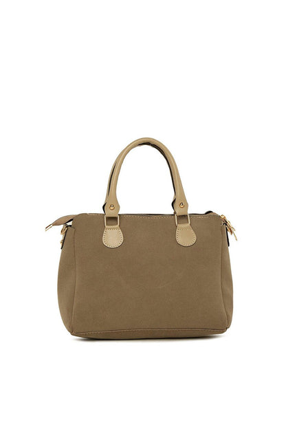 Vertical Double Zipper Nubuck Bag