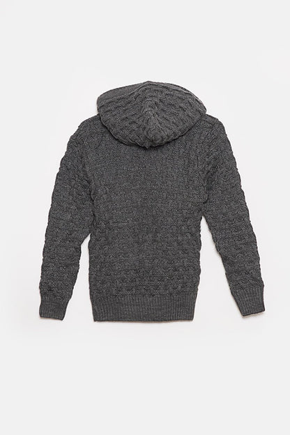 Fur Detailed Knitwear Boys Cardigan