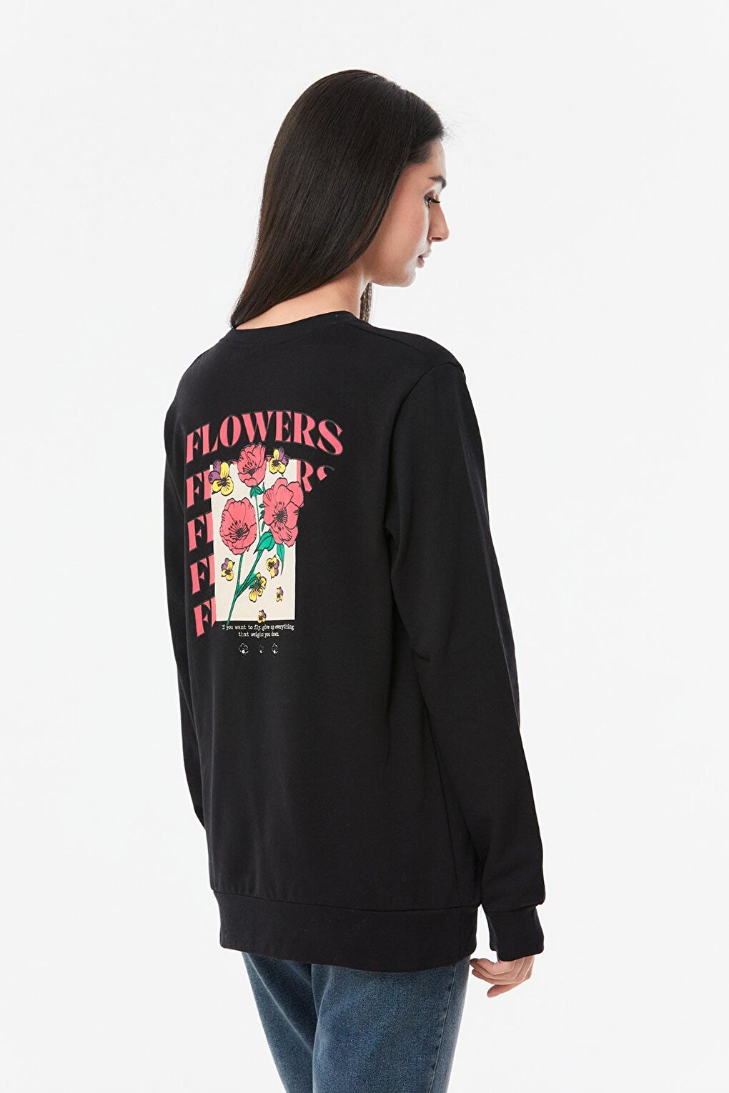 Printed Crew Neck Girl's Sweatshirt