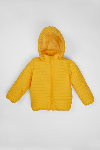 Boy's Yellow Colored Hooded Coat with Fleece Inside