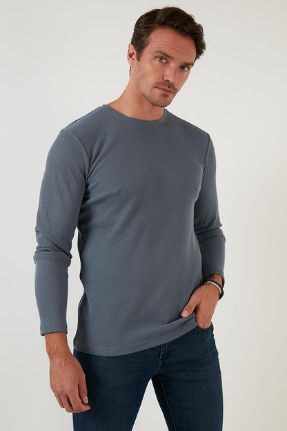 Cotton Crew Neck Slim Fit Basic Sweat 5905073