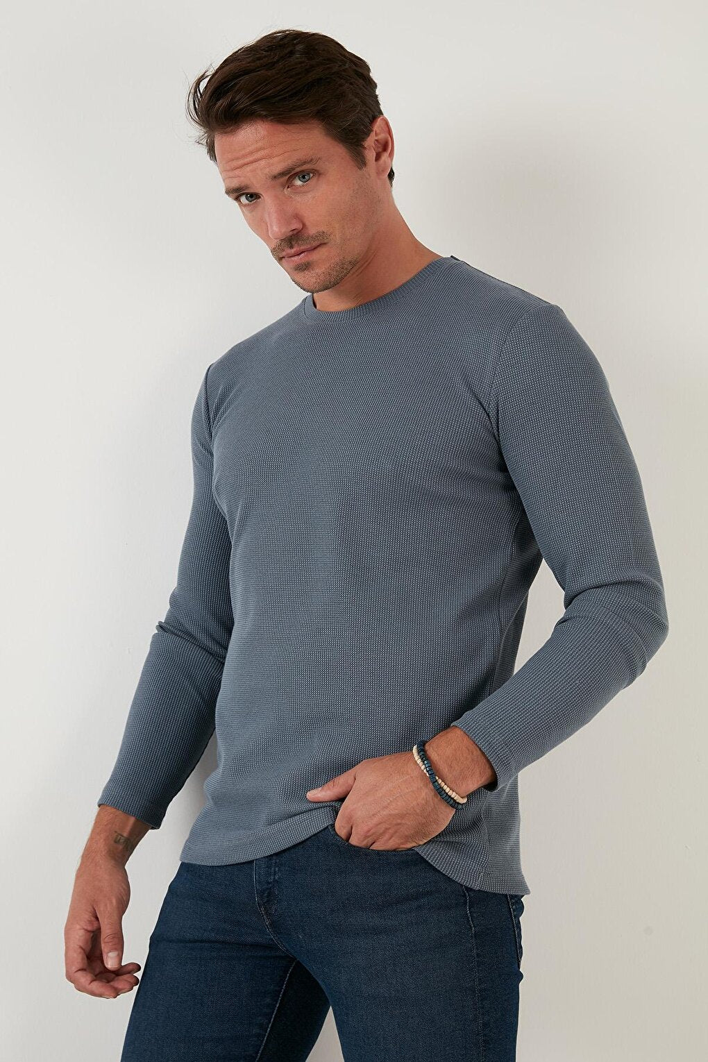 Cotton Crew Neck Slim Fit Basic Sweat 5905073