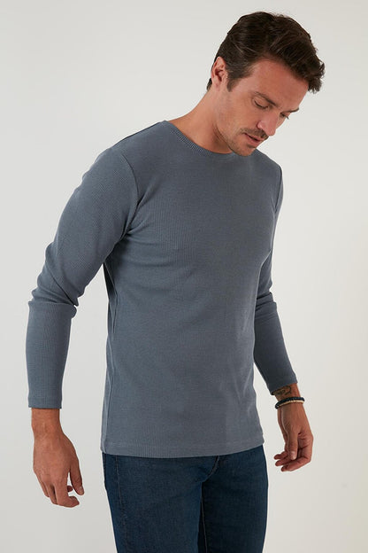 Cotton Crew Neck Slim Fit Basic Sweat 5905073