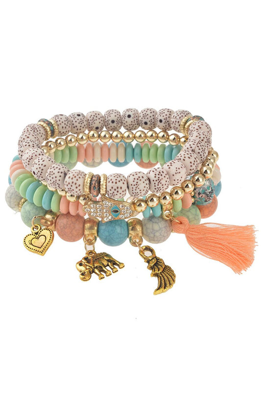 Pastel Beaded Tassel Bracelet