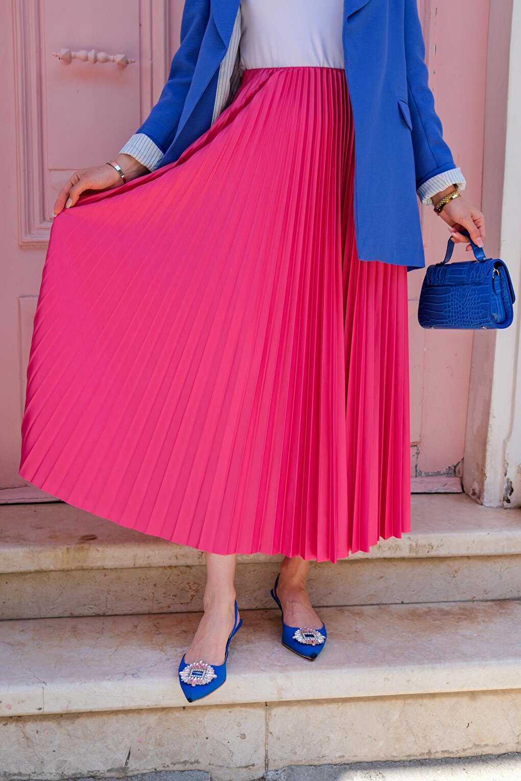 Elisa Pleated Skirt Fuchsia