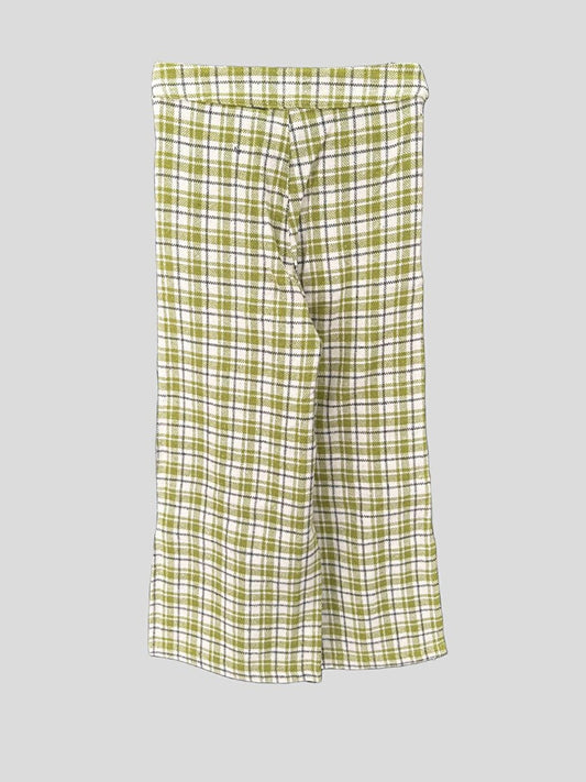 Girl's Plaid Trousers with Front Pockets, Belt and Slits