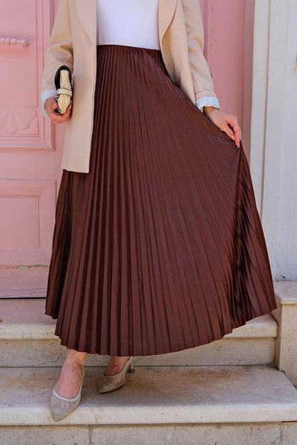 Elisa Pleated Skirt Brown