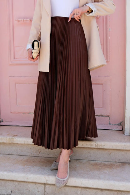 Elisa Pleated Skirt Brown