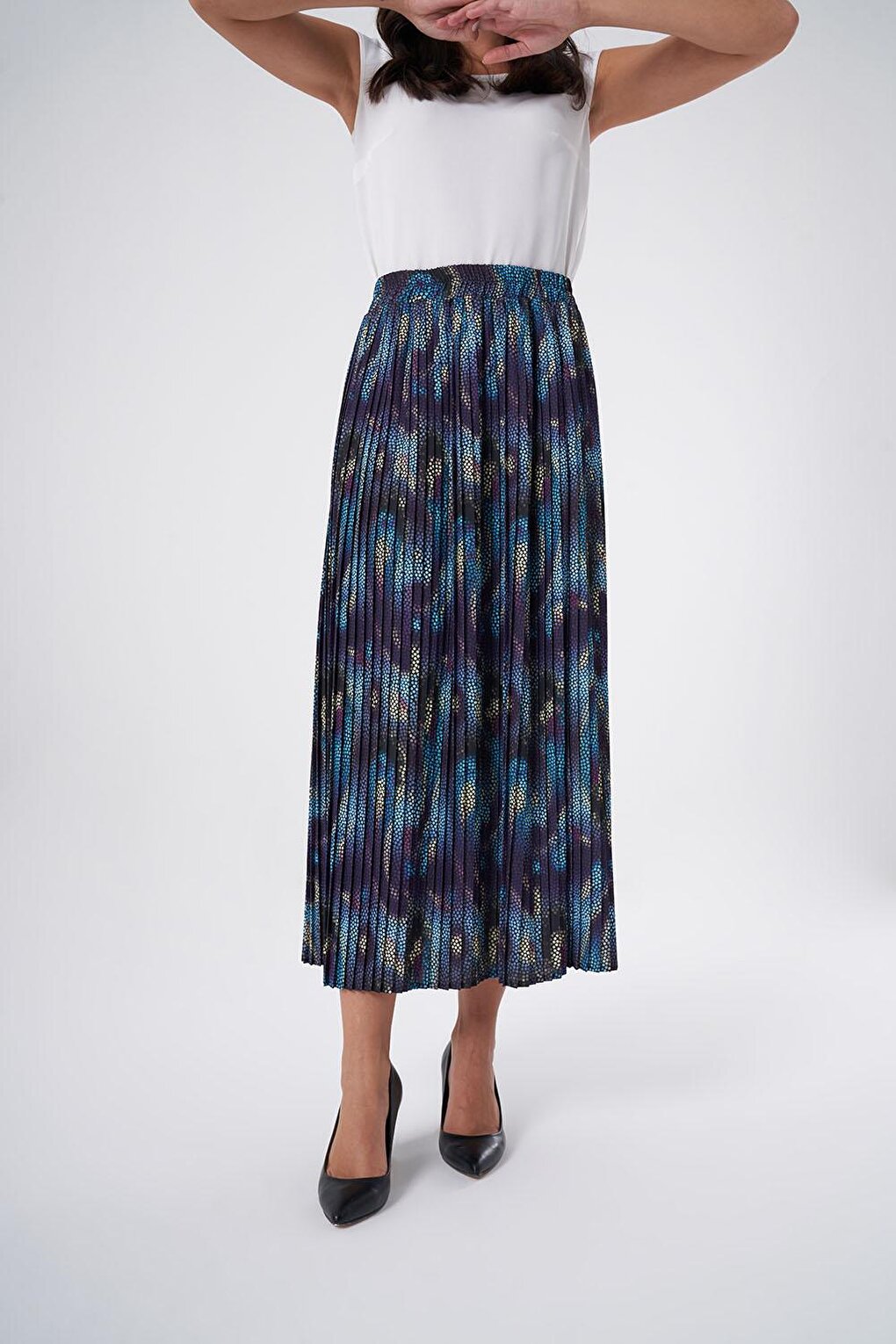 Patterned Pleated Skirt