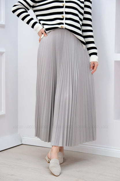 Elisa Pleated Skirt Light Gray