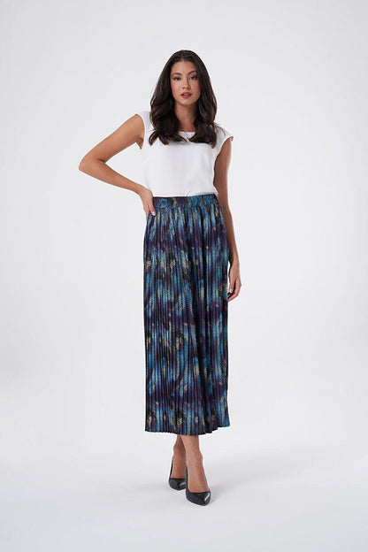 Patterned Pleated Skirt