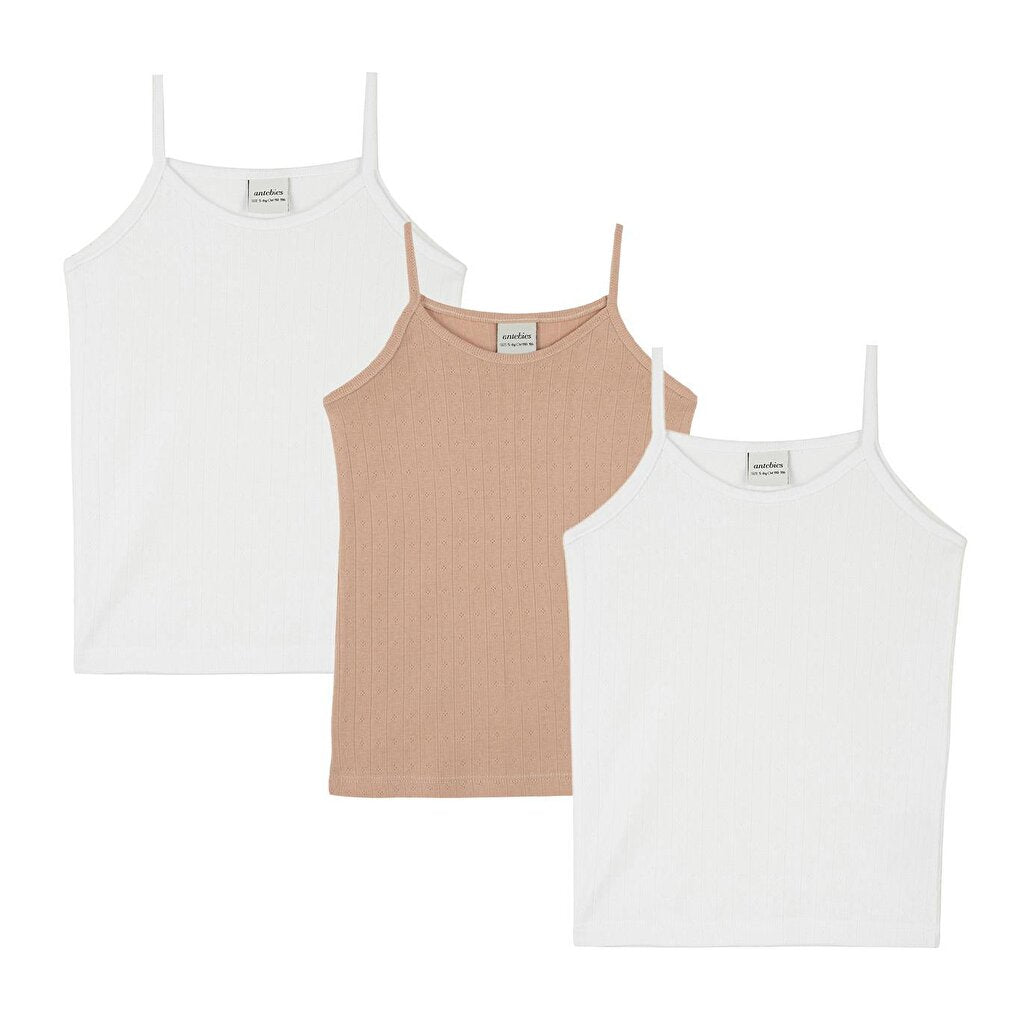 White / Pink Jacquard Undershirt Triple Set