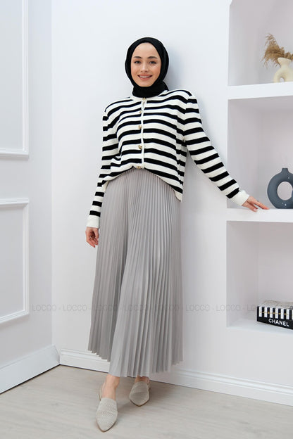 Elisa Pleated Skirt Light Gray