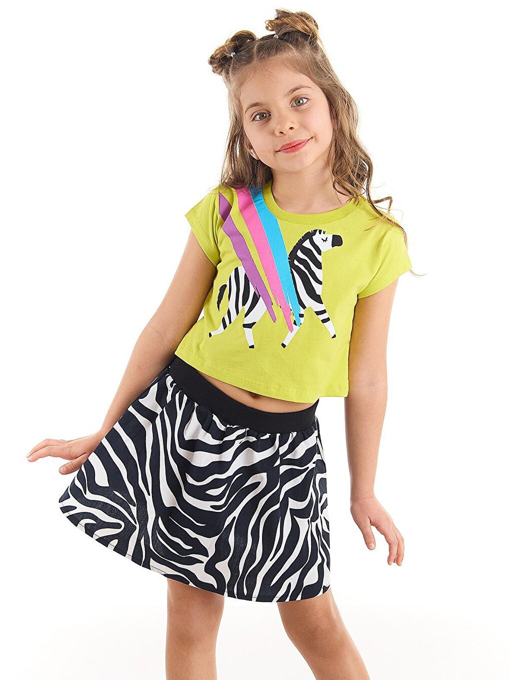 Rainbow Zebra Girl T-shirt Skirt Set