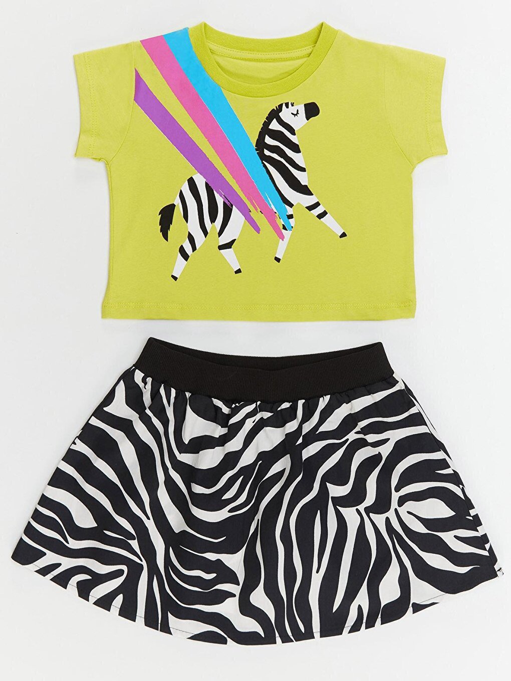 Rainbow Zebra Girl T-shirt Skirt Set